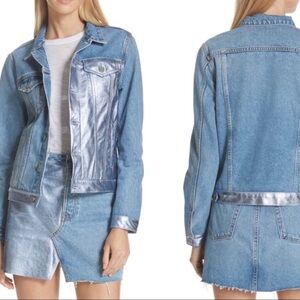 GRLFRND Bianca Metallic Leather Denim Jacket NWT